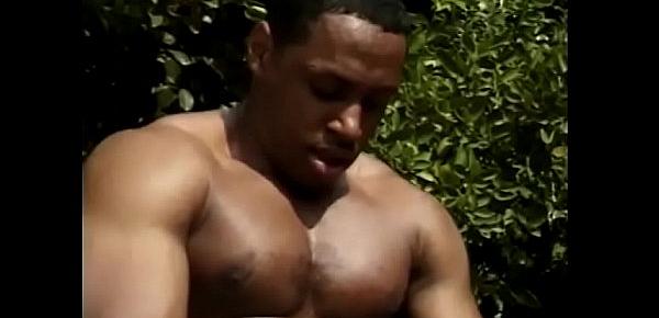  Buff black stud fucks chocolate little whore doggy style by the pool